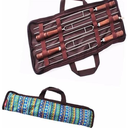 5 PCS Stainless Steel U-Shape Barbecue Forks Roasting Skewers with Carry Bag for BBQ Grill Accessories,Outdoor Camping BBQ Tools