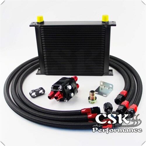 30 ROW AN-10AN UNIVERSAL ENGINE TRANSMISSION OIL COOLER KIT ALL BLACK
