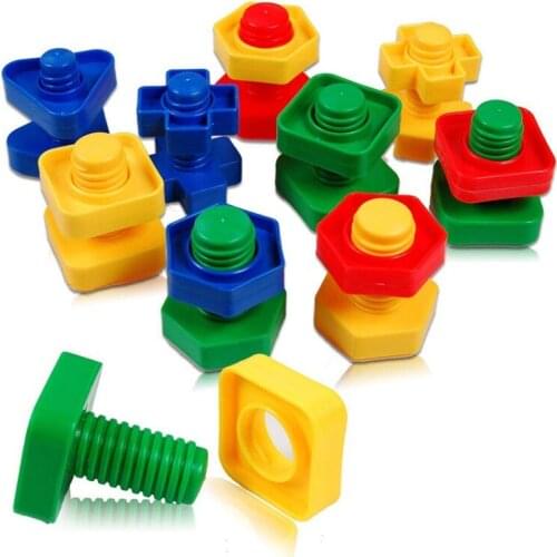Screw Building Blocks Plastic Insert Blocks Nut Shape Toys For Children Educational Toys Montessori Scale Models