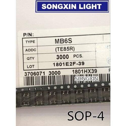 XIASONGXIN LIGHT 100pcs SMD MB6S 0.5A 600V Single Phases Diode Rectifier Bridge SOP-4