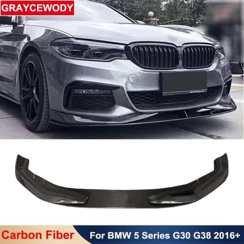 AC Style Real Carbon Fiber Material Front Bumper Lip Chin Protector Car Modification For BMW 5 Series G30 G38 Car Tuning 2016 Up