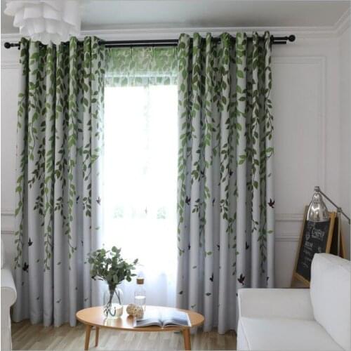 Green leaves Window Blackout Curtains For Living room polyester Bedding room Drapes Cotinas para sala decorative