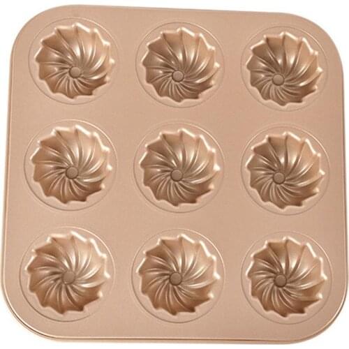 Kapmore 1pc Cake Pan 9-Cavity Spiral Design Non-Stick Doughnut Baking Pan Bagel Mold DIY Baking Tools Accessories