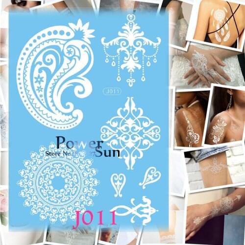 1PC Sexy Waterproof Decal Arm Tattoo Shell Flower Jewel Design Temporary Tattoo Sticker Wedding White Henna Body Art Tatoo PJ011