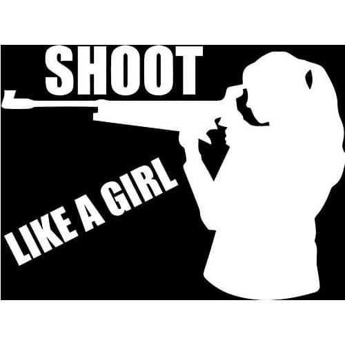 12.4*9.2CM Shoot Like A Girl Car Sticker Covering The Body Vinyl Nice Design Decals Black/Silver C20-0187