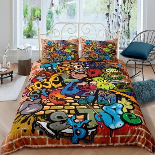 3D Graffiti Wall Design Duvet Cover Sets Bedding Sets Comforter Cases and Pillow Covers Full Twin Double Single Size Bed Linens