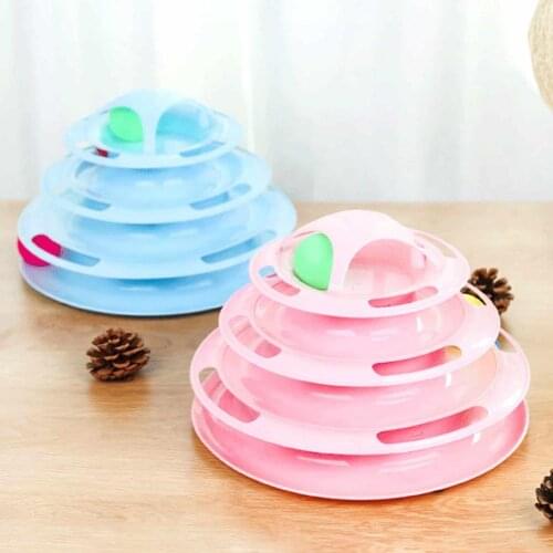 4 Levels Tracks Cat Toys Interactive Cat Moving Balls Tower Track Puppy Cat Amusement Plate Kitten Tower Tracks Toys