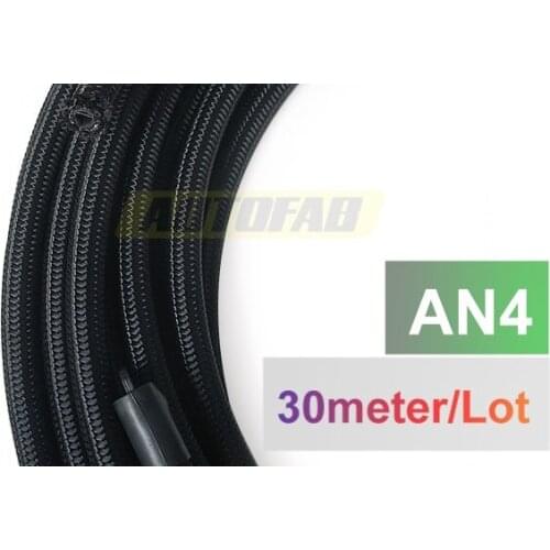 AUTOFAB - 30 meter/ roll AN8 Cotton Over Braided Fuel Oil Hose Pipe Tubing Light Weight Oil Hose Line Black Hose End AF-HYG8