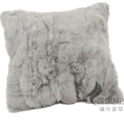 Free Shipping CX-D-27 50x 50cm Grey Colour Rabbit Fur Home/Hotal /Bed Pillow Cushion Cover