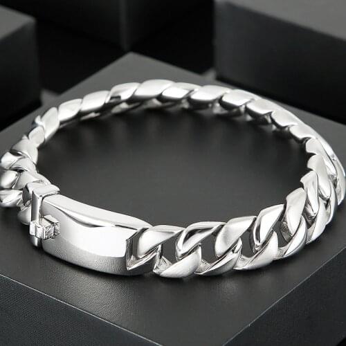 Matter Brushed Titanium Stainless Steel Mens Wrist Bracelet Man 12MM Link Chain Bracelets On Hand 6.7'-9" Jewellery Accessories