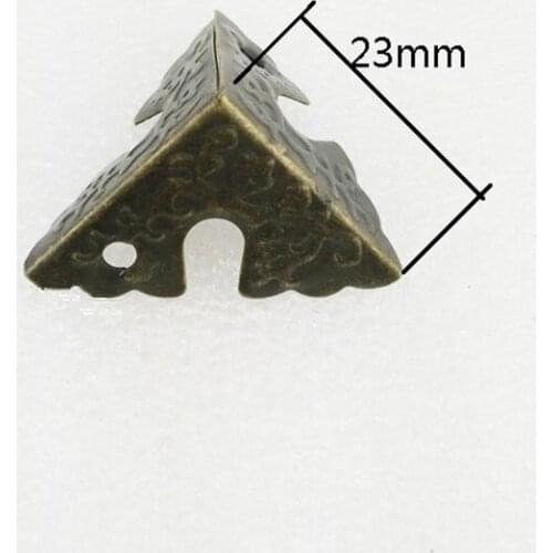 Luggage Case Box Corner Brackets Decorative Corner For Furniture Decoration Triangular Rattan Carved Bronze Tone 25mm,20Pcs