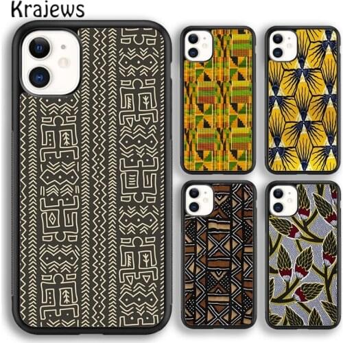 Krajews African Wax Print Design Soft Phone Case Cover For iPhone 5 SE 6s 7 8 plus X XR XS 11 12 pro max Samsung Galaxy S9 S10