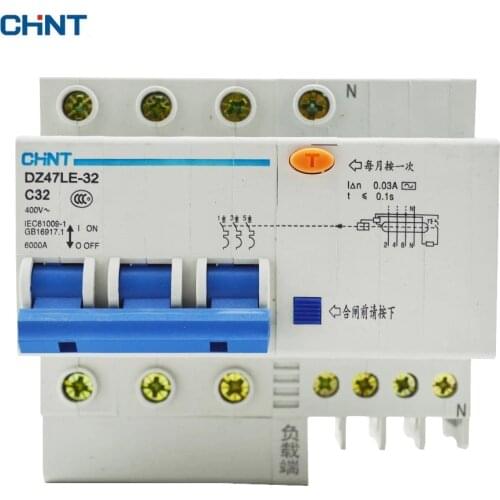 CHINT 32A Earth Leakage Circuit Breaker Elcb DZ47LE-32 3P N C32