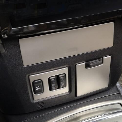 Stainless Steel front dashboard box storage heated seats switch cigarette lighter decorative cover trim for Mitsubishi Pajero IV