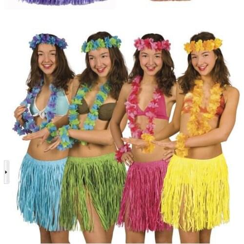 Artificial Plastic Fibers Hawaiian Grass Dance Skirt Game Performance Costumes Fans Cheer Accessories Party Decoration (Set of 5