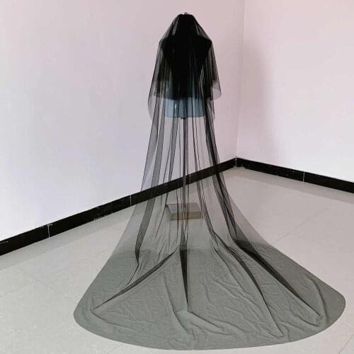 JIN IS YARN Cheap Real Photos 3M Black Wedding Veil Two-layer long Bridal Veil Head Veil Wedding Accessories velos de novia 2019