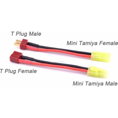 RC Parts Plug Cable 8cm T Plug Female / Male to Mini Tamiya Male / Female Adapter Cable 16AWG Wire RC Accessories For FPV Drone