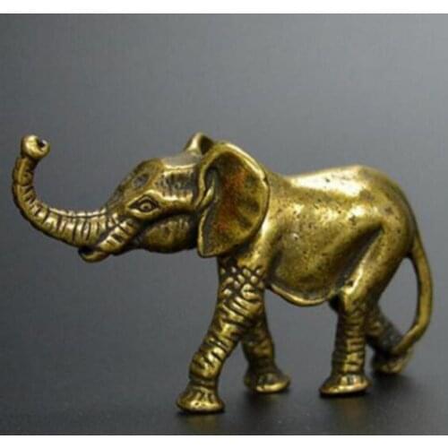 Copper Statue Collectable Chinese pure brass Carved animal elephant Exquisite small Statues