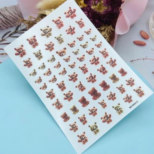 Japanese Style 3d DIY Fashion New Arrival Thin Light Traceless Nail Stickers Cats& Bears Dry Nail Decals Manicure Nail Art Women