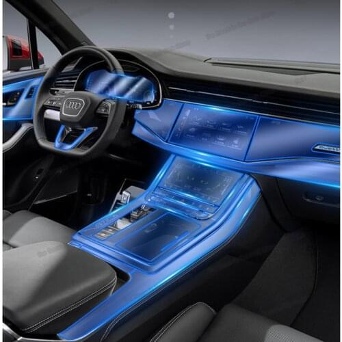 Lsrtw2017 transparent anti-scratch tpu film for audi q7 2020 interior q8 dashboard gps screen sticker protective media