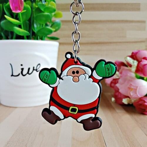 2021Cartoon 3D Christmas Keychain Santa Claus PVC Christmas Gifts Christmas Keyring Keychain Christmas Decorations Souvenirs