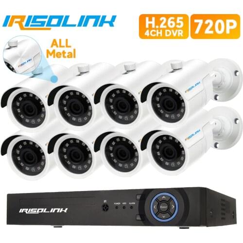 Irisolink 8CH 1080N Video Surveillance System 8pcs 720P IP67 Security Bullet Cameras 5in1 H.265 DVR Home Security Camera System