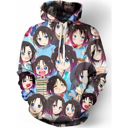 SOSHIRL Kawaii Maid Anime Hoodie Cool Dragon Girl Hoodies Funny Cosplay Sweatshirt Summer Winter Harajuku Pullovers Streetwear