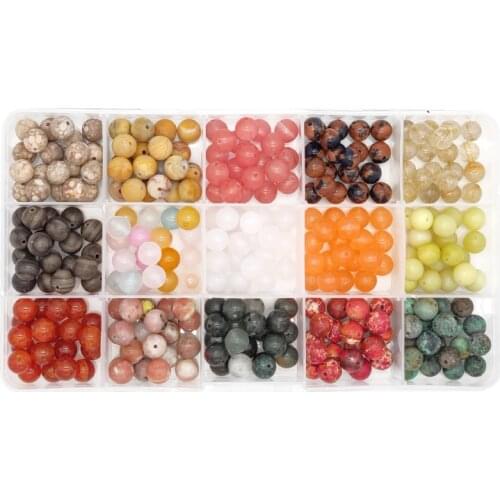 Natural Round Stone 8mm Turquoises Crystal Tiger Eye Amethysts Glass Spacer Beads for Bracelet Necklace Jewelry Making