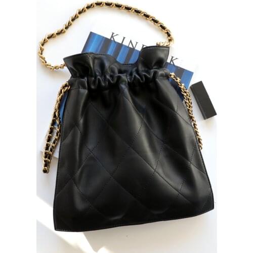 2021 Fashion Drawstring Drawstring Blessing Bag Bucket Bag Clutch Bag Rhombus Chain Shoulder Bag