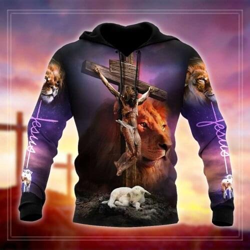 God Christian Jesus Lion 3D Printed Hoodie For Men/Women Harajuku Fashion Retro hooded Sweatshirt Casual Jacket Pullover Z-089
