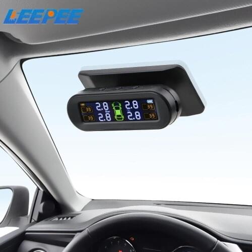 Intelligent Tire Pressure Monitoring System Solar TPMS Temperature Warning Fuel Save With 4 External Sensors Car Tyre Monitor