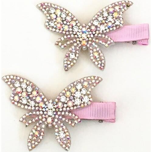 2pcs/Lot Girls Butterfly Twinkling Hairpins Shiny Rhinestone Clips For Lovely Children Band Hair Accessories