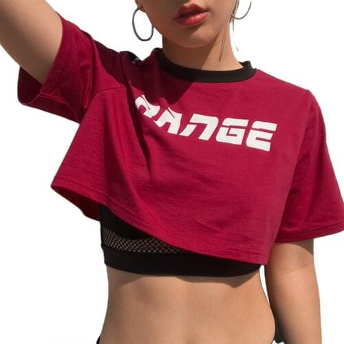 2021 Womens Summer Casual Short Sleeve Loose T-shirt Personality Letter Printed Exposed Navel Tops Dropshipping
