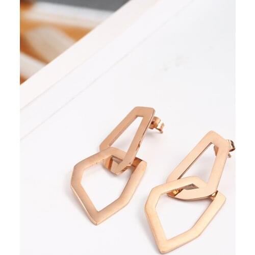 Rose Gold Drop Earrings For Women Fine Jewelry Accessories Stainless Steel Fashion Jewelry Charm Earrings Wholesale Lots Bulk