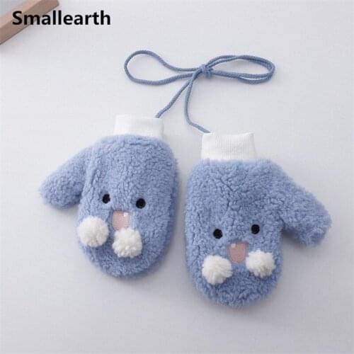 Winter Children Rope Gloves Cartoon Warm Plus Velvet Kids Mittens Girls Boys Plush Fleece Full Finger Gloves Child Kids Mittens