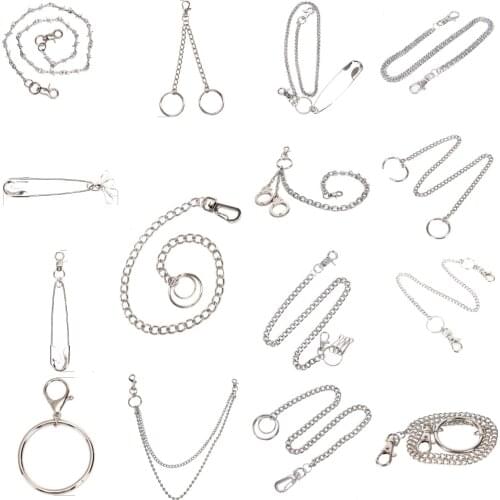 1pcs Silver Pin Ring Clip Keyring Rock Punk Trousers Hipster Pant Jean Keychain Mens Hip Hop Jewelry Metal Wallet Belt Chain