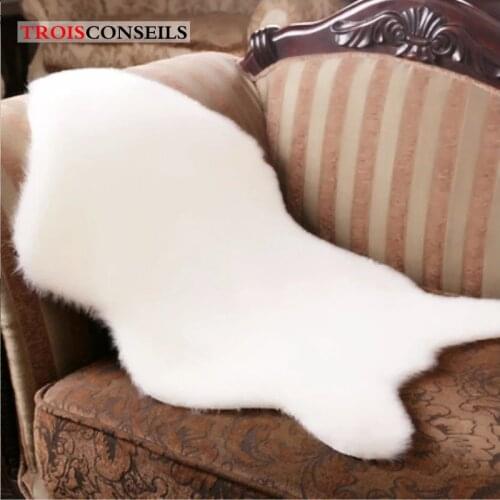 1Pcs Soft Fur Artificial Sheepskin Hairy Carpet For Bedroom Living Room Skin Fur Plain Rugs Fluffy Area Rugs Washable Faux Mat