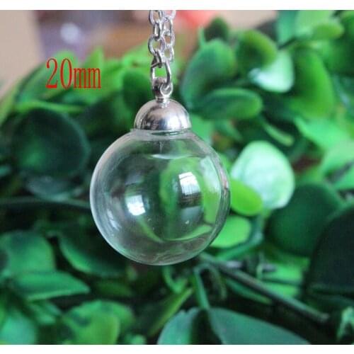 10sets/lot 20mm round shape glass globe bottle & 8mm silver plated top connector