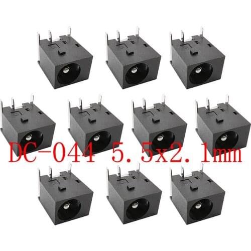 10Pcs/lot DC-044 5.5x2.1mm DC Power Jack Socket 3Pin Connector DC044 5.5*2.1mm DC Power Supply Interface 3-Pin Panel Mount Plug