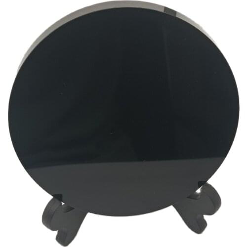 12cm High quality 100% natural black obsidian stone circle disk round plate fengshui mirror for home & office decor
