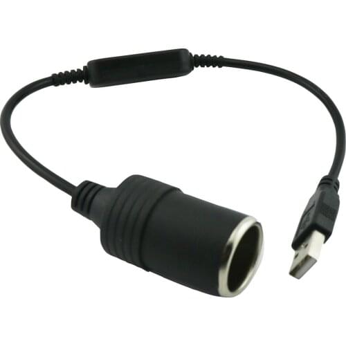 1x USB 2.0 A Male Plug to 12V Car Cigarette Lighter Socket Female Step Up USB to 12V Connector Cable 30cm