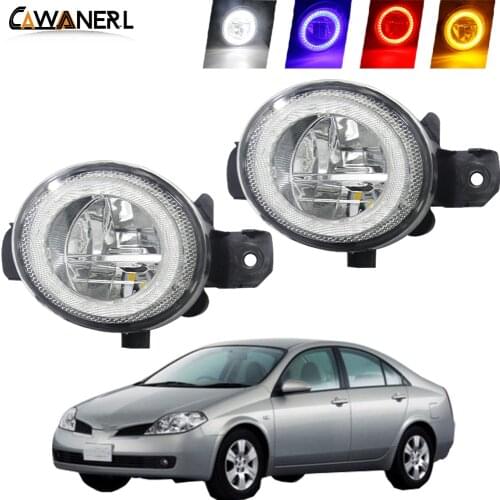 2 Pieces LED Angel Eye Fog Light For Nissan Primera P12 2001-2007 Car Front Bumper Fog Lamp DRL Daytime Running Light 4000LM 12V