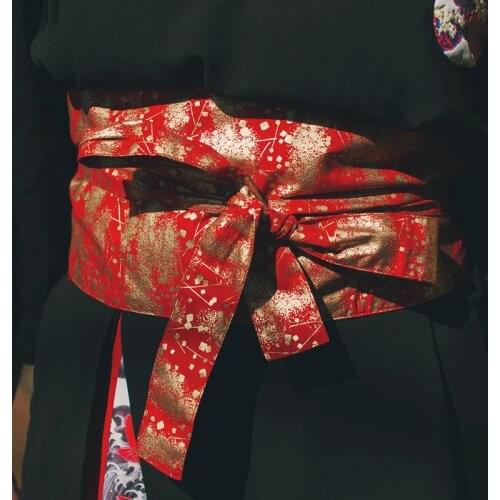 2020 Original obi Kimono Accessories Japanese style Gorgeous flower Gold waist belt red Handmade Waist Belt