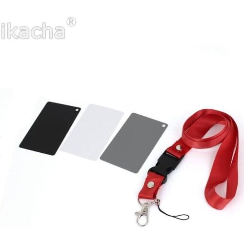 3 in 1 White Black Grey Balance Cards 18 Degree Gray Card S Size with Neck Strap Photography Accessories for Digital Cameras