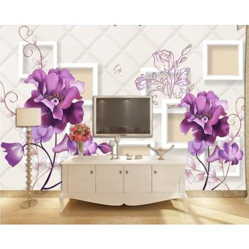 Beibehang Home decoration simple floral 3d stereo soft box TV background living room bedroom background wall murals 3d wallpaper