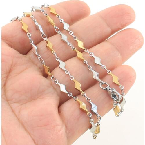 49cm Long Silver Color Stainless Steel Jewelry Small Chain Necklace For Women Gift NRYZA010