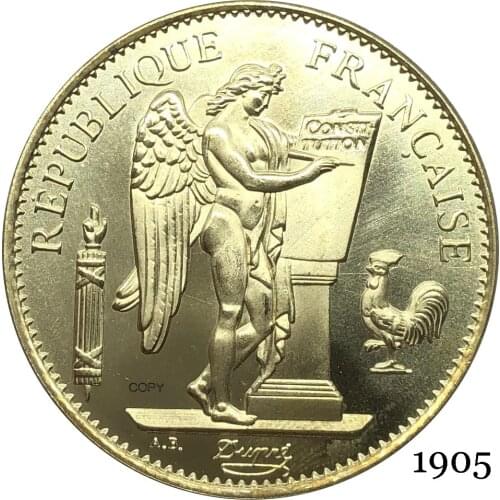 France Third Republic Francaise 1905 A 100 Francs Liberte EGALITE FRATERNITE Gold Coins Brass Metal Copy Coin