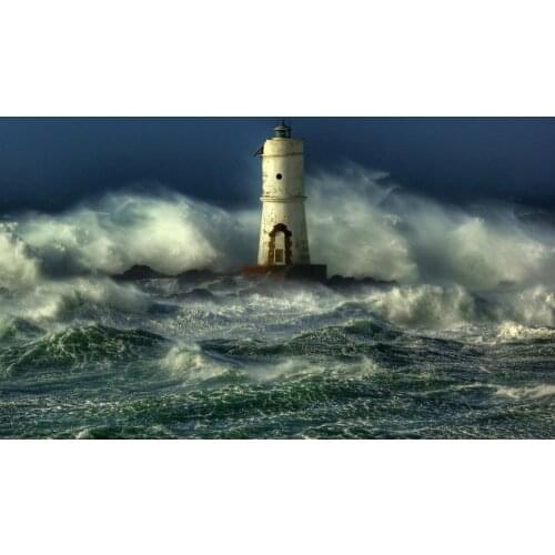 Diamond Painting full square Lighthouse Rough Sea Waves Foam Green Sky DIY 5D Cross Stitch Diamon Embroidery rhinestones Mosaic