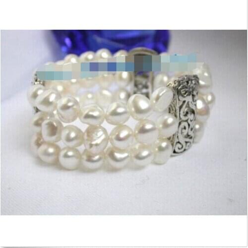 Free shipping Genuine! 3S stretchy big baroque white pearls bracelet @^Noble style Natural