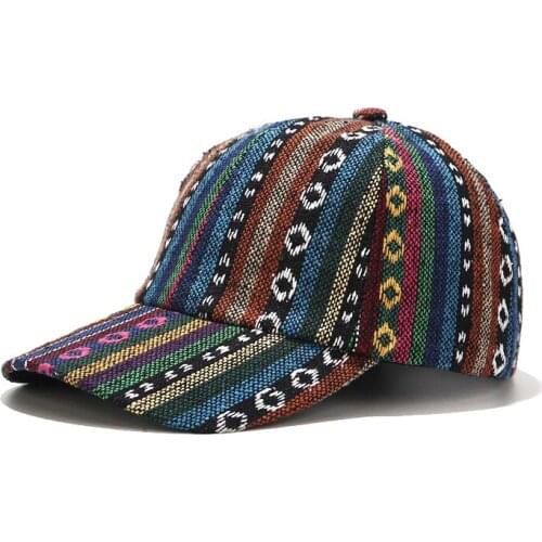 Retro Style Mens Baseball Hat Womens Summer Hat Striped Ethnic Bohemian Features Cap Male Popular Snapback Sports Sun Hat
